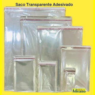 100 Saco Plástico Transp. c/Aba Adesiva