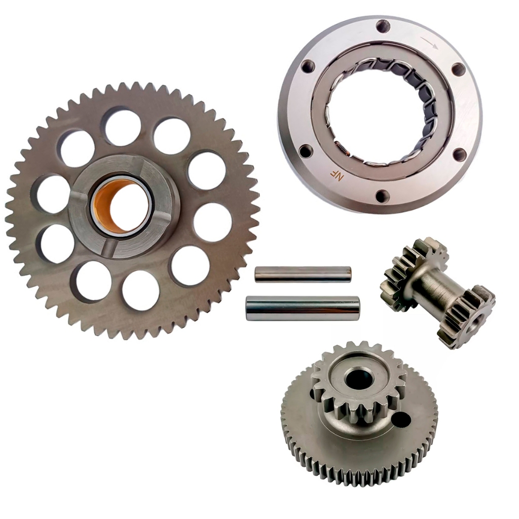 Placa de Partida CBX 200 Strada 1994 a 2002 - XR 200 1994 a 2002 - NX 200 1993 a 2001 completa com engrenagem intermediária + engrenagem redução + eixos de engrenagem.