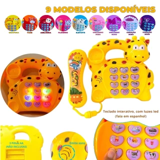 Telefone Musical Infantil Animal Girafa Brinquedo Educativo