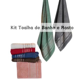 Kit Toalha de banho 2 und. e Toalha de Rosto 2 und. Algodão