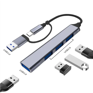 Adaptador 4 portas USB 2.0 USB 3.0 Hub Tipo C 4 Em 1 Usb 3.0 Usb-c Entrada Dupla Usb e USB-C