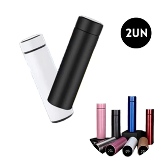 Garrafa Térmica Digital kit 2 Unidades De Aço Inox 500ml Com Led Temperatura Inteligente Para Café Academia Viagens Camping Escritório Squeeze Infantil Portátil