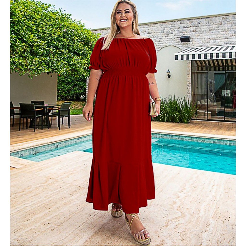 Vestido Plus size Longo Curve Feminino Evangelico