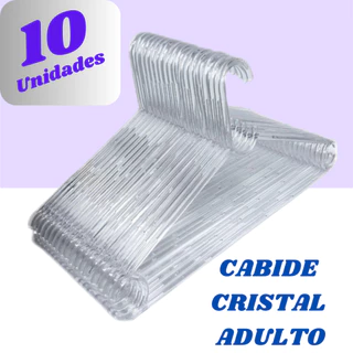 Kit 10 Cabides De Acrílico Transparente Adulto Reforçado