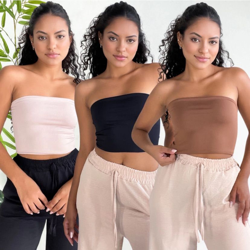 Top Tube Cropped Faixa Forrado Poliamida Alta Qualidade Casual Academia ...