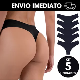 Kit 5 Calcinhas Fio Dental PRETAS Sem Costura Corte Laser Original