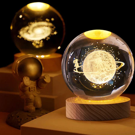 Luminária 3d LED Golfinho Galáxia De Mesa Planeta Sistema Solar Base Madeira Enfeite Decorativo