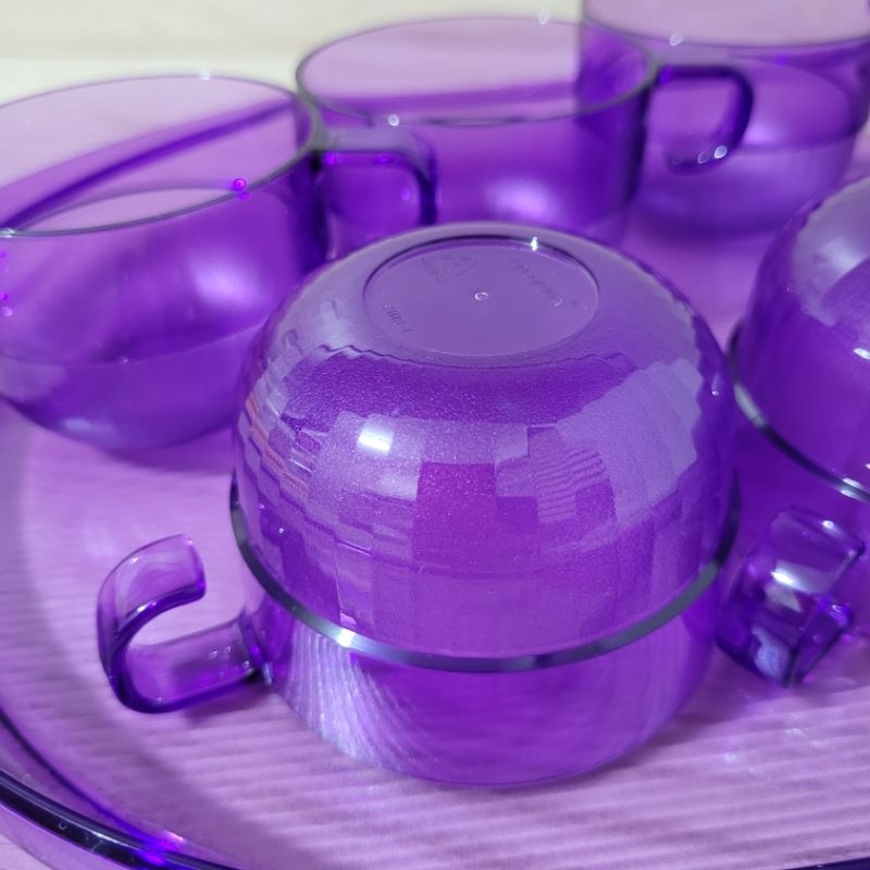 Tupperware Xícaras 185ml + Bandeja Oval Premier Roxa - Composto