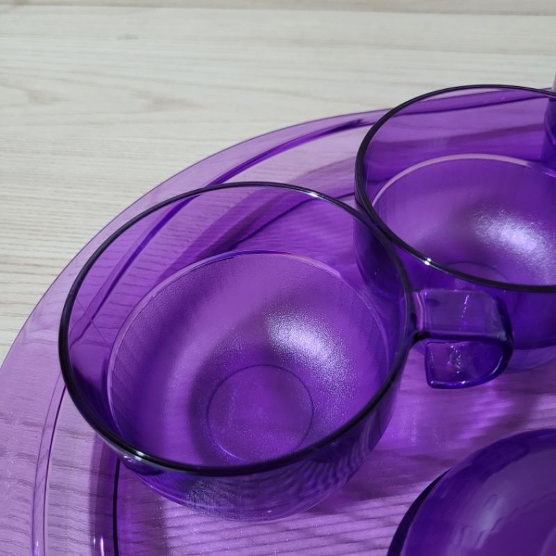 Tupperware Xícaras 185ml + Bandeja Oval Premier Roxa - Composto