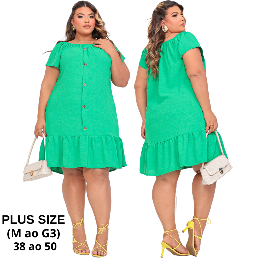 Vestido Midi Plus Size Vestido Soltinho Rodado Duna Ciganinha Feminino ...
