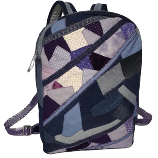 Mochila Feminina Artesanato Sustentável com Retalhos Jeans e Tecido de Algodão