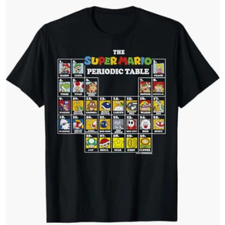 Camiseta Super Mario Camiseta gráfica com tabela periódica de personagens