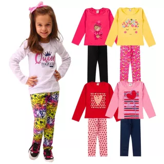 Kit 4 Peças Conjunto Infantil Menina Feminino Meia Estação Frio Inverno