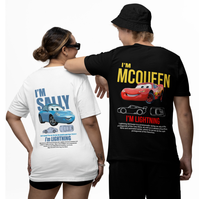 Kit Camisa Camiseta De Casal Básica Carros Relâmpago Conjunto De Casal
