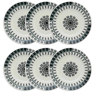 Conjunto C/ 6 Pratos Rasos Donna Folk - 24CM