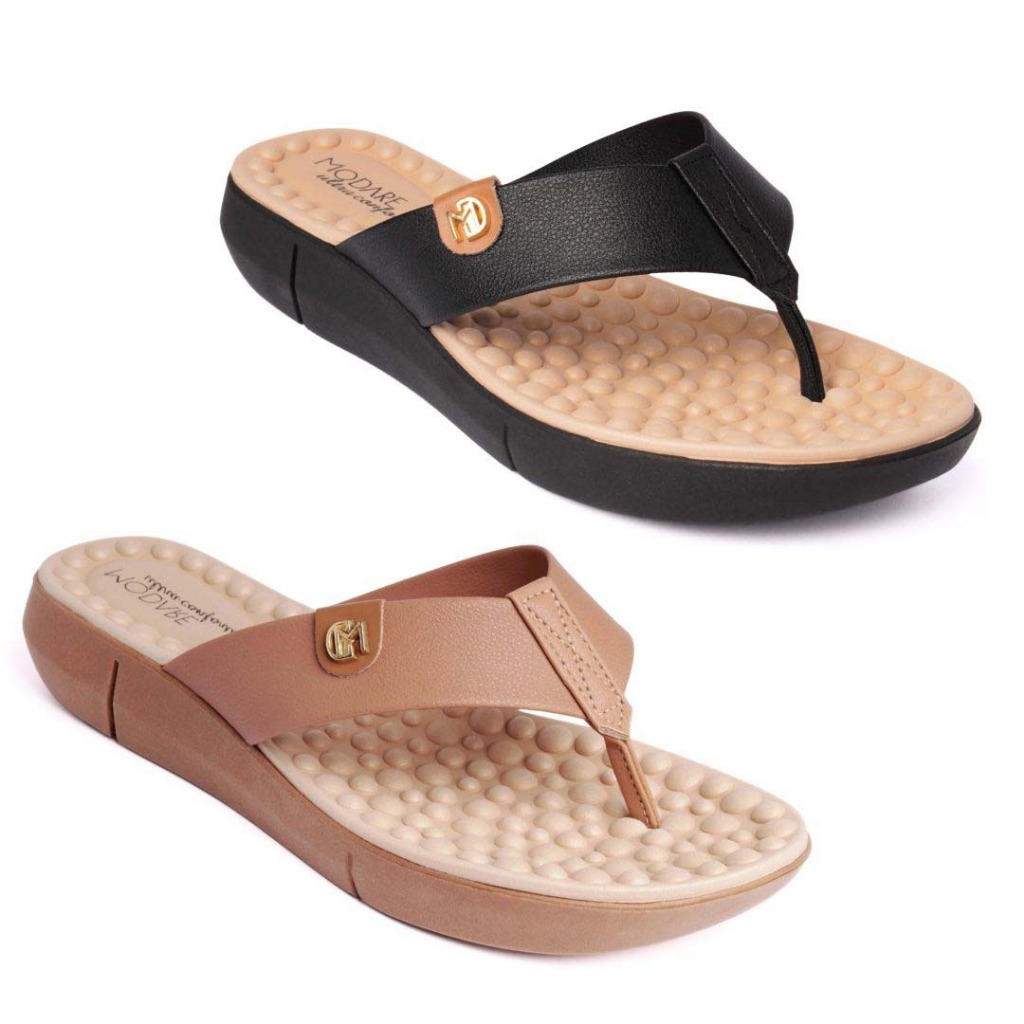 Chinelo Ortopedico Modare Feminino Esporão Massageador Macio Preto Camel