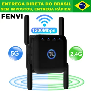 Fenvi Repetidor Amplificador Wi-fi Dual Band 2.4G, 5G 1200Mbps, sem fio longo alcance 4 antenas