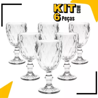 Kit Taças Transparente Para Vinho Luxo Copo Vidro Resistente 320ml