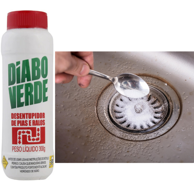 Desentupidor de pias e ralos Diabo verde - 300g | Shopee Brasil