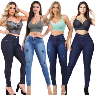 Calça Jeans Feminina com Lycla Cintura Alta Levanta Bumbum