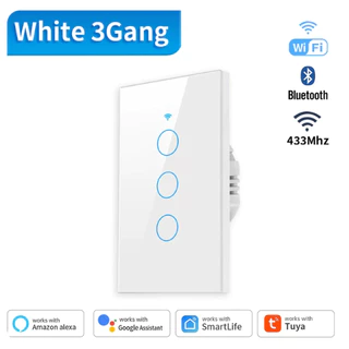 Interruptor Inteligente Wi-fi + bluetooth Botões-Entrega rápida Painel de vidro temperado duplo molde RF433
