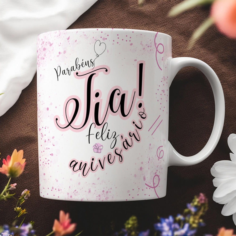 Caneca Feliz Aniversario Familia Presente Perfeito Xícara 325ml