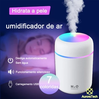 Umidificador De Ar E Difusor Aromatizador Ambiente 300ml Ultrassônico Com Led Luz Noturna Purificador De Ar