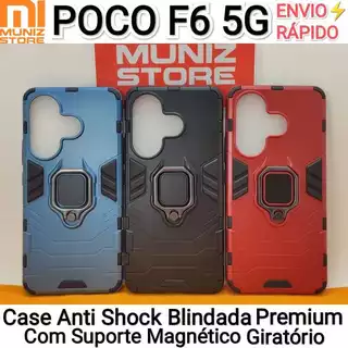 Capa Poco F6 5G Xiaomi Case Blindada Capinha Anti Impacto, Anti Shock Militar Com Suporte Magnético Giratório