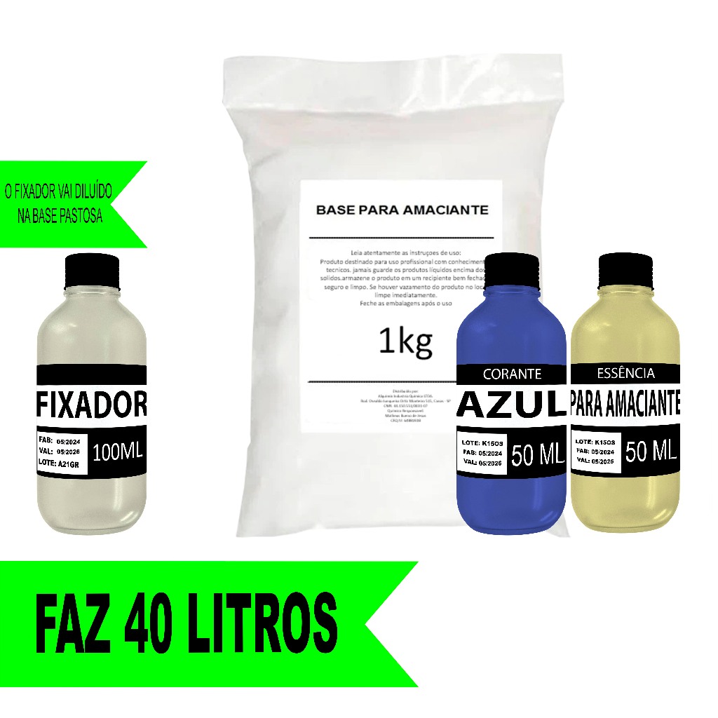 Base Kit Completo Para Fabricar Amaciante - 1 Kg Faz 40l