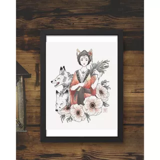 Kami Inari - Deusa Inari Okami - Quadro decorativo Alta qualidade A4 A5 Japão Mitologia Xinto Kami Wicca