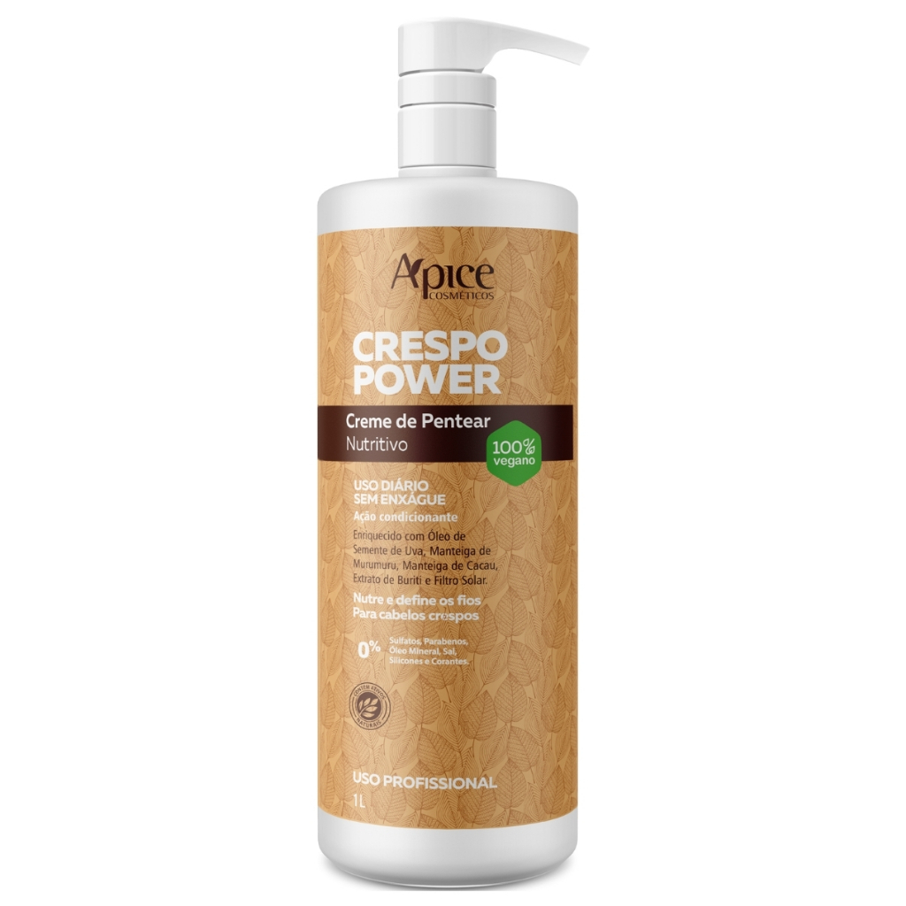 Creme De Pentear Nutritivo Apse Crespo Power Vegano Profissional Uso Diario 1L em Oferta na Shopee