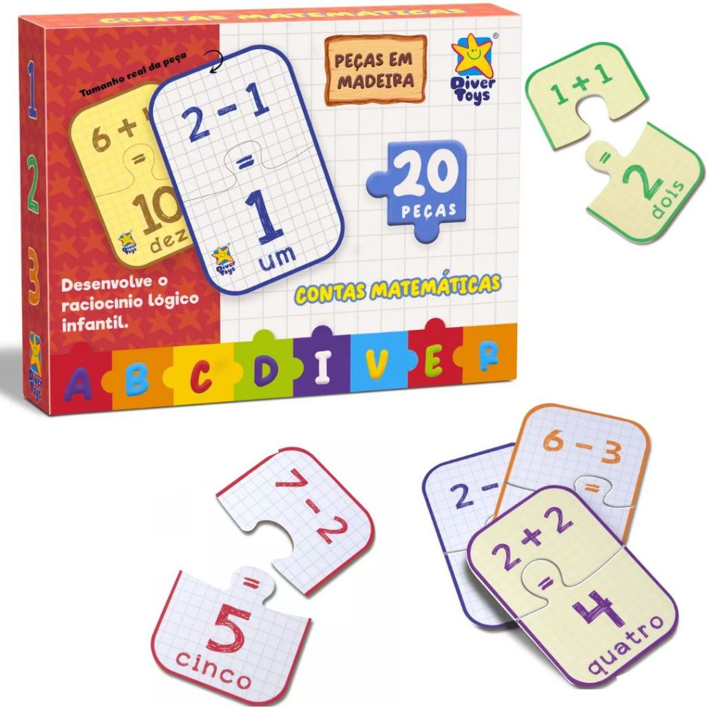 Jogo Educativo Continhas de Matemática Adição Subtração Peças de ...