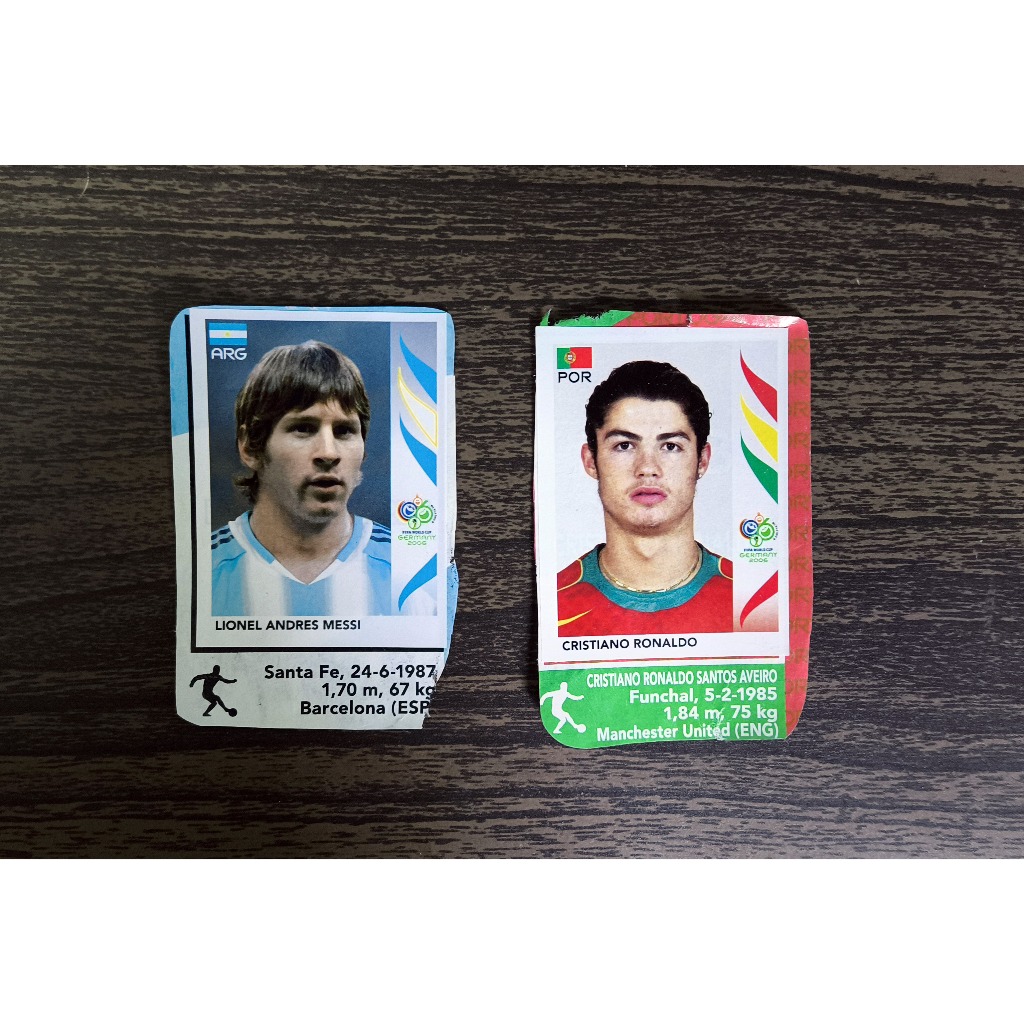 Figurinhas ROOKIE MESSI e Cristiano Ronaldo CR7 - COPA 2006 ...