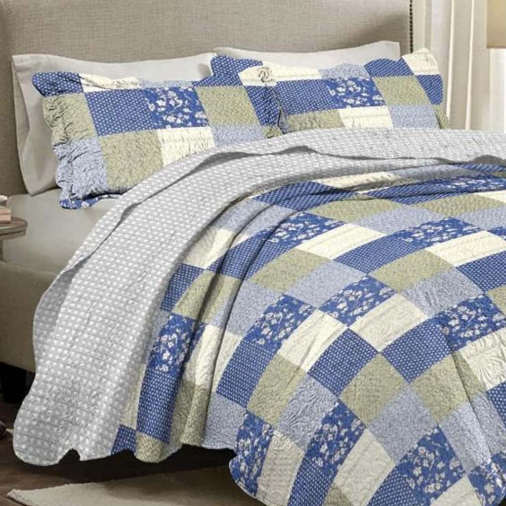 Kit Colcha Patchwork Patch Ultra 3 Peças Casal Queen 240 cm x 260 cm ...