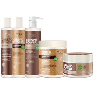 Kit Apse Crespo Power Linha Completo 5 Produtos Tratamento Cabelo Vegano Profissional Grande
