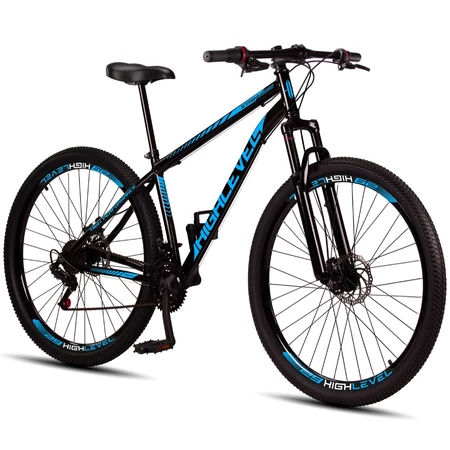 Bicicleta Aro 29 Aço Carbono Highlevel Freios a Disco Suspensão 21v
