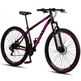 Bicicleta Aro 29 Highlevel Aço Carbono Freios a Disco Suspensão Dianteira 21 Marchas