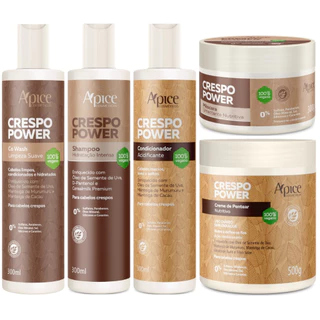Kit Completo Apse Crespo Power 5 Produtos Com Co Wash Cabelo Profissional Tratamento Vegano