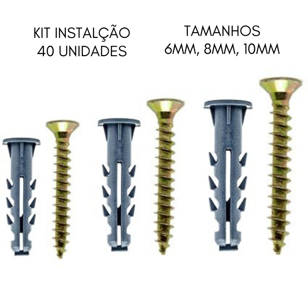 Kit 40 Parafusos e Buchas 6/8/10 - Fixação Segura e Versátil | Shopee ...