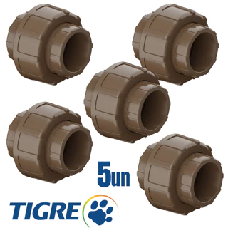 Kit 5 União Soldável 50mm Tigre PVC Água Fria 1,1/2" Motobomba Construção Encanamento Hidraúlica