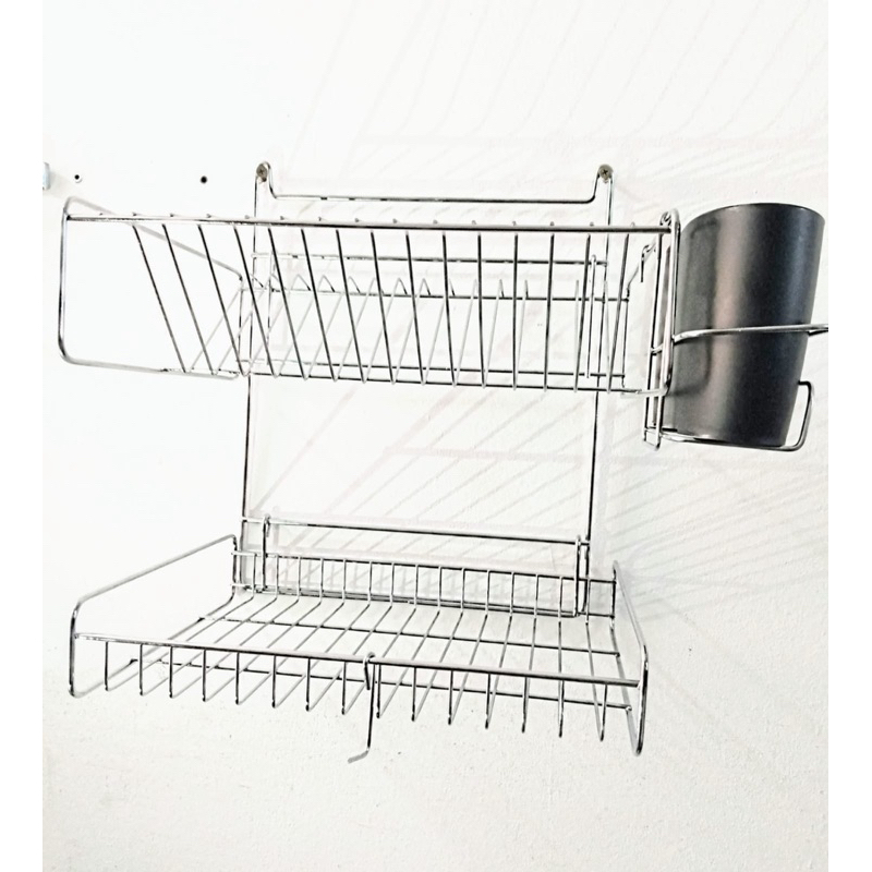 ESCORREDOR DE LOUÇAS DOBRAVEL CROMADO E PORTA TALHERES PRETO