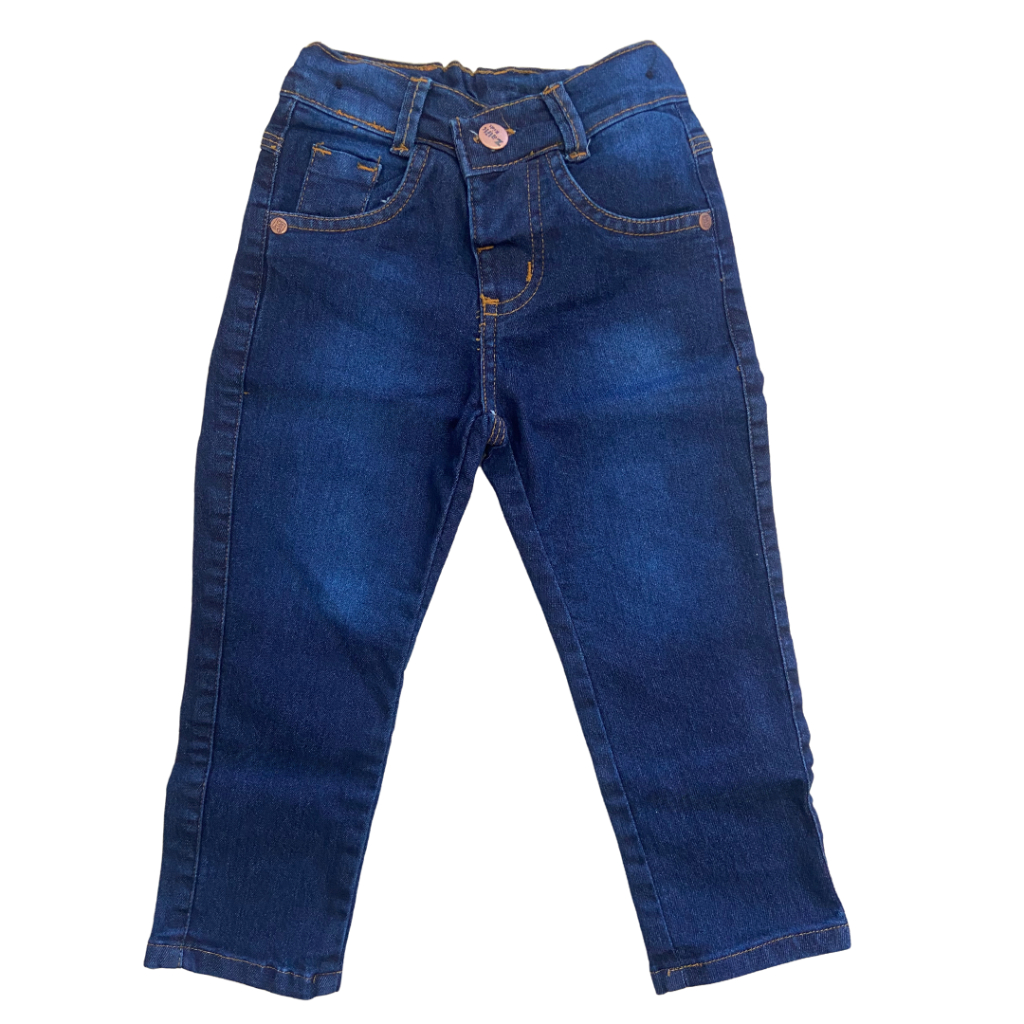 Calça Jeans Escuro Infantil Menino Com Regulador 1 - 6 Anos Calca ...