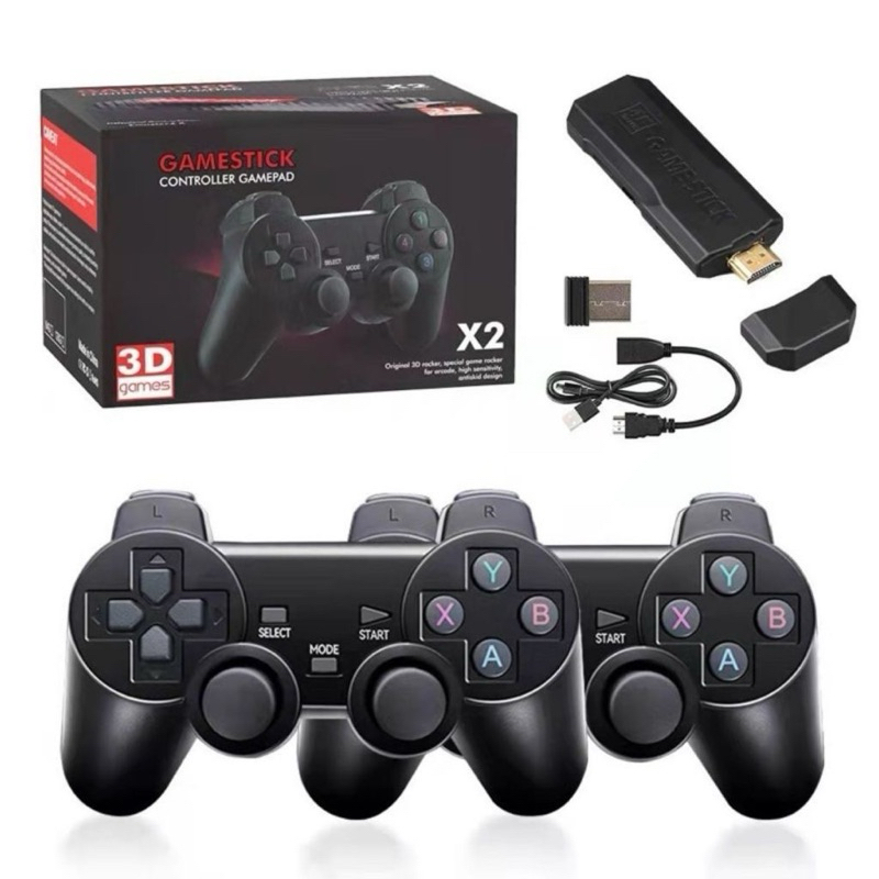 Vídeo Game Stick 30Mil Jogos Console Retrô Antigo Sem Fio 64GB 2 Controles Portátil Q8