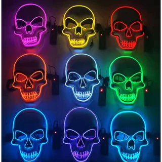 Máscara luminosa de caveira de Halloween Horror engraçado máscara LED de rosto inteiro