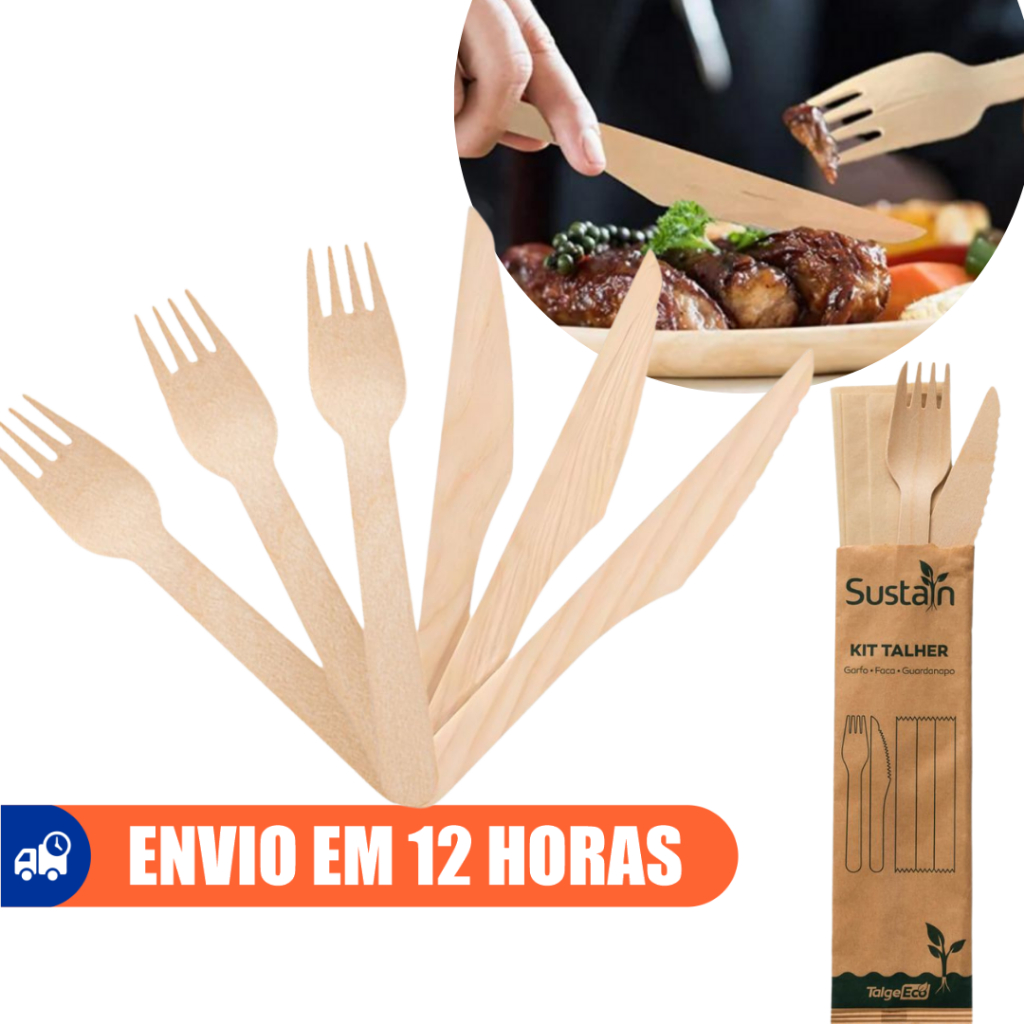 Kit Talher de Madeira Descartável 100un Talge