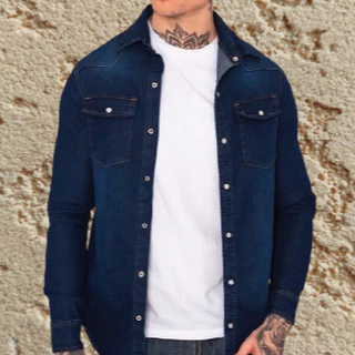camisa jeans social masculina