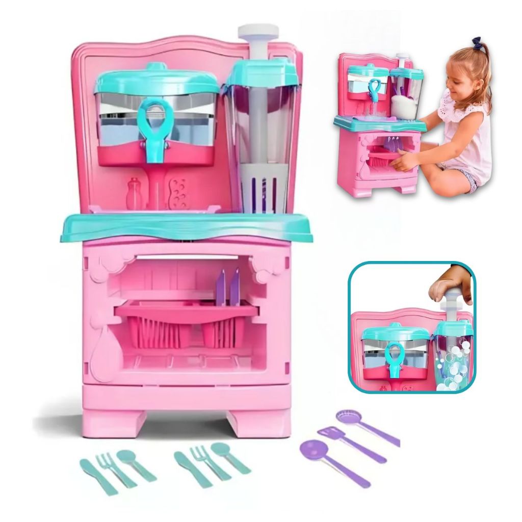 Kit Cozinha De Brinquedo Menina Infantil Completa - Aqua Bubble Lava ...