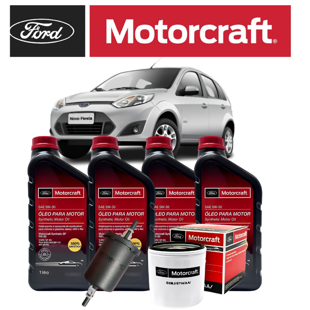 Kit Revisão Oleo 5w30 Motorcraft 100% sintetico Fiesta Zetec Rocam 1.0 ...