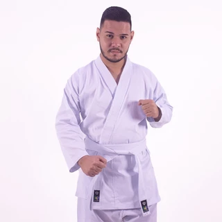 Kimono Karatê Branco Adulto com Faixa Branca