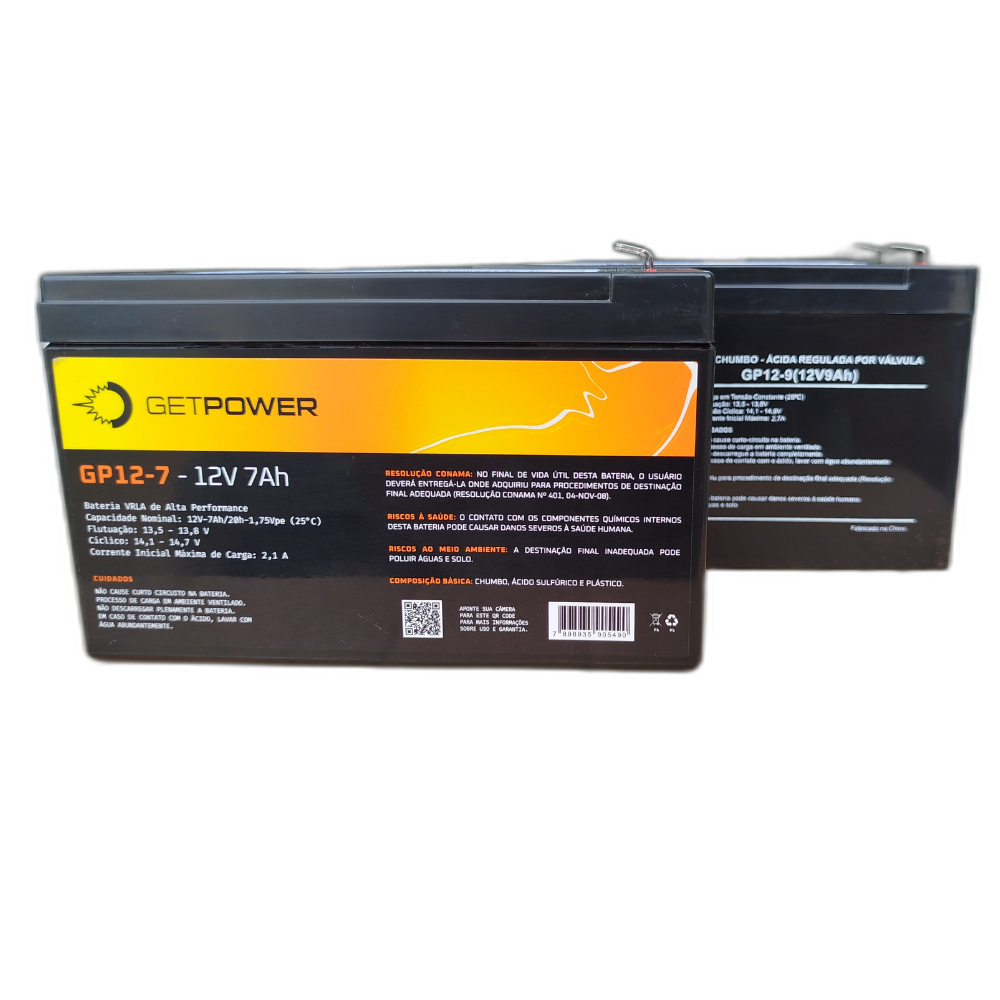 Bateria Selada GETPOWER 12V 7ah e 9ah Alarmes e Cerca Elétrica | Shopee ...